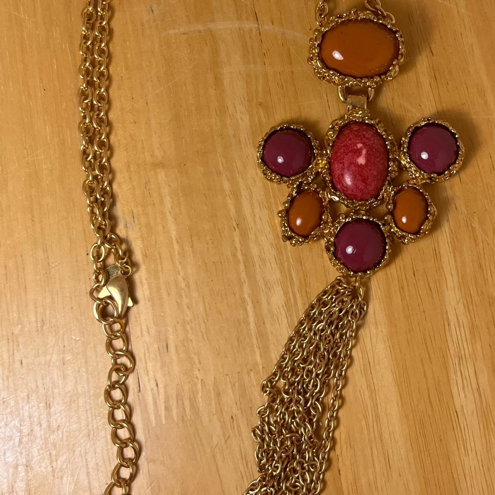 Chico’s Gold Toned Stone Cabochon 42 Inch Necklace